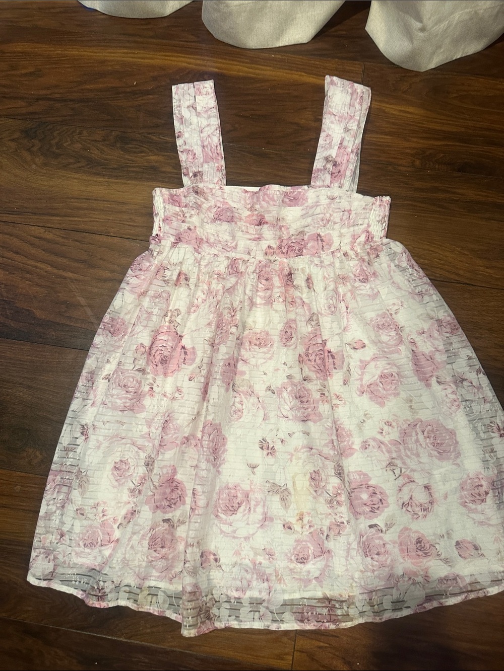 Storia Pink Floral Smocked Sundress for Girls